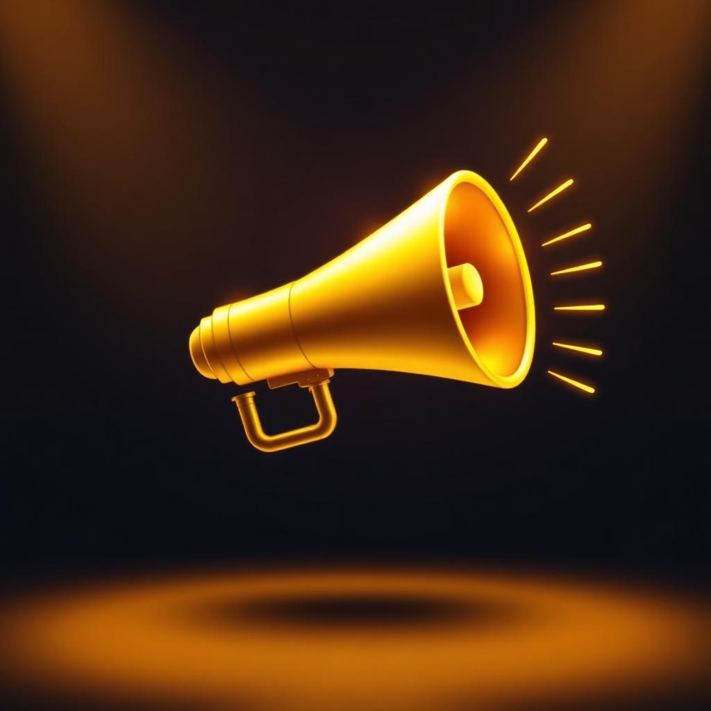 Megafone dourado do marco de embaixador