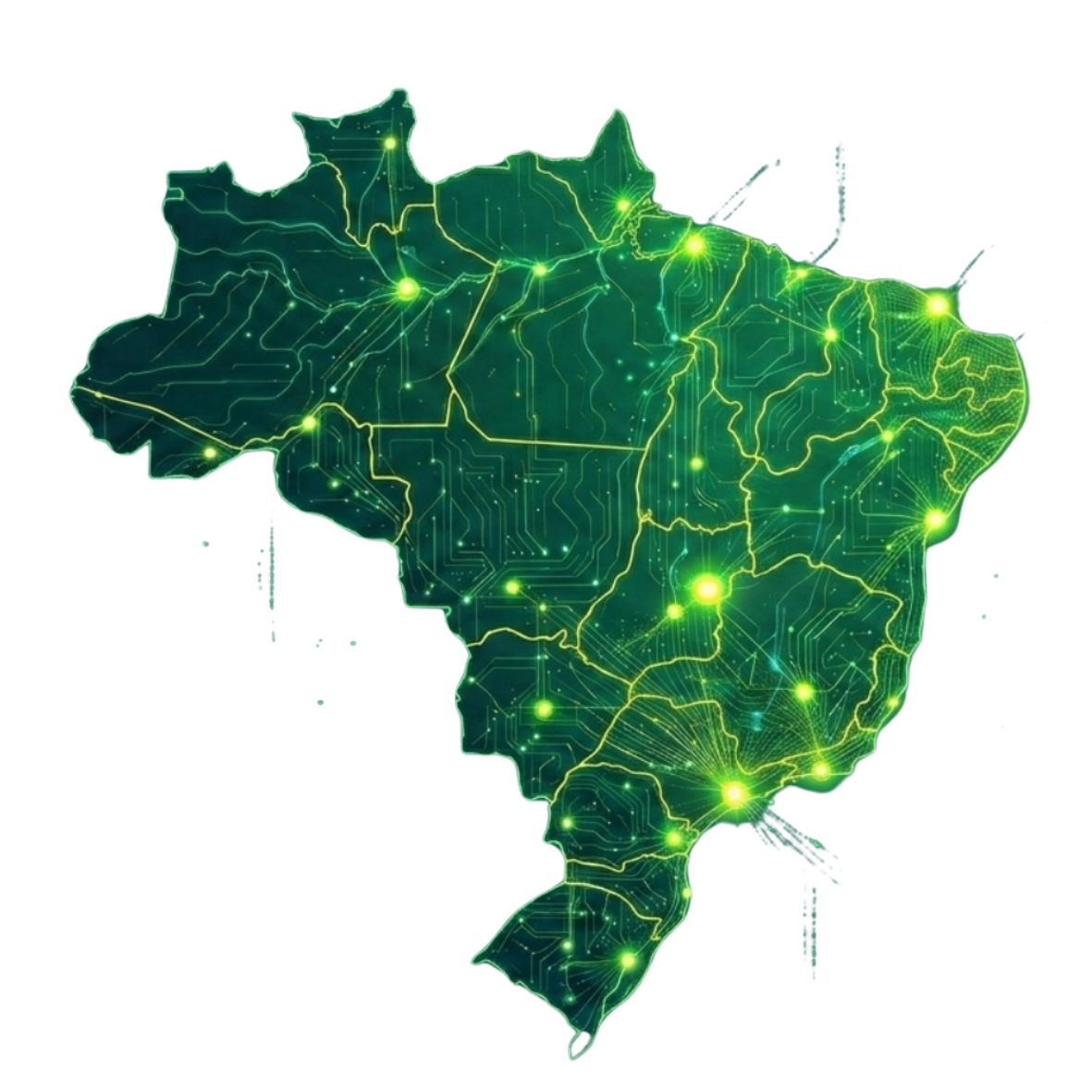 Mapa do Brasil com pontos de bandeiras acesas por cidade